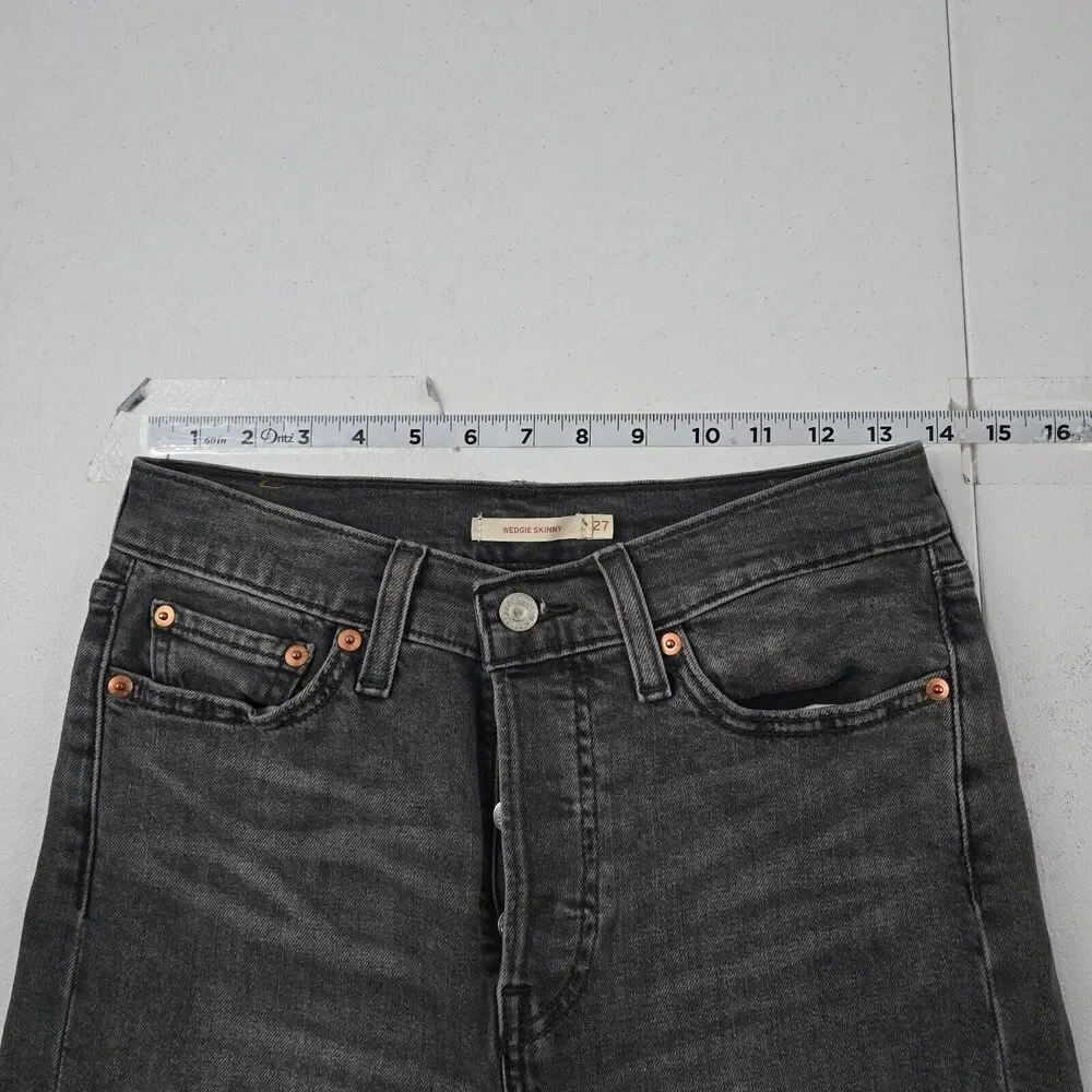 Levi's Wedgie Skinny Jeans Women's 27 Gray‎ High Rise Stretch Denim 4337 - Picture 5 of 14